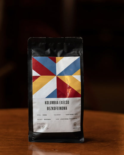 Kolumbia Excelso Bezkofeinowa, opakowanie kawy ziarnistej