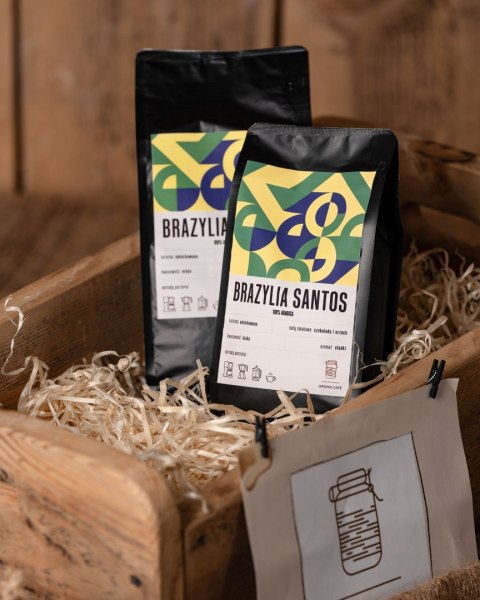 ŚWIEŻO PALONA KAWA ZIARNISTA BRAZYLIA SANTOS ARABICA 1,75KG ZESTAW PREZENT